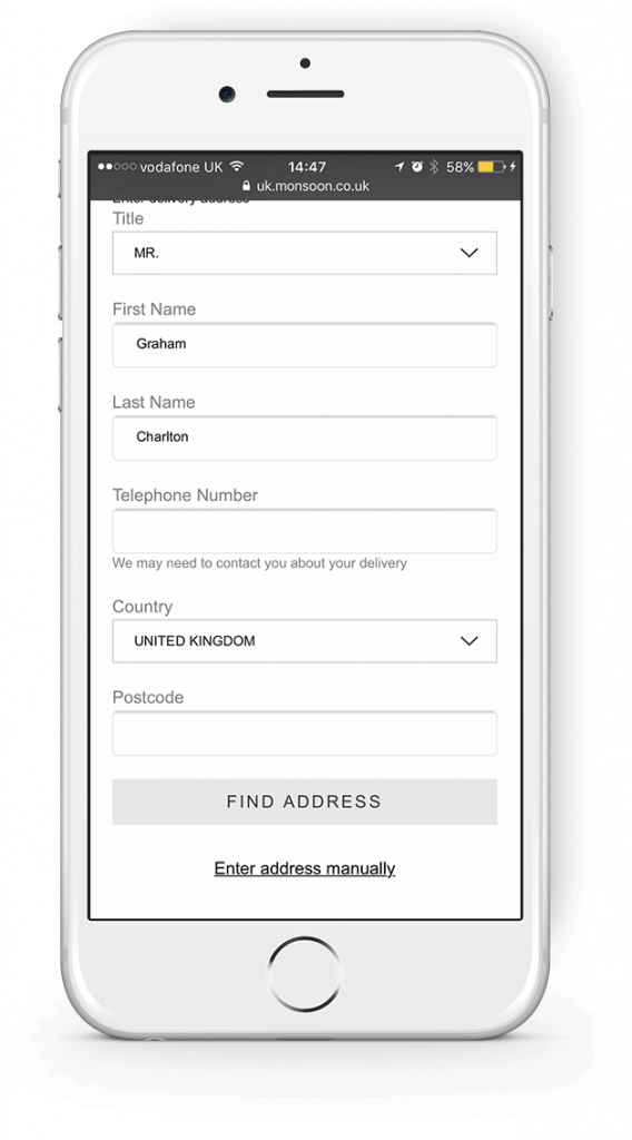 optimize website for mobile: easy checkout