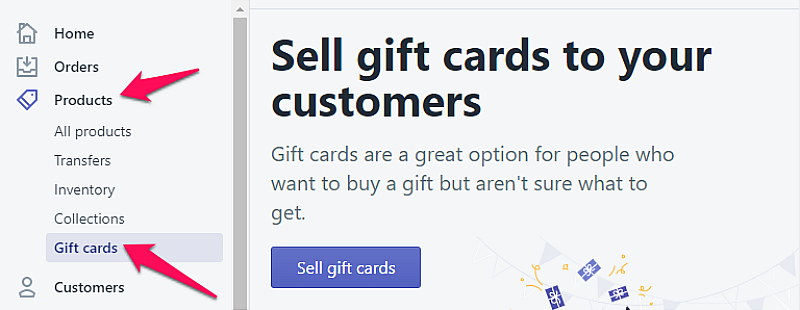 Shopify gift cards