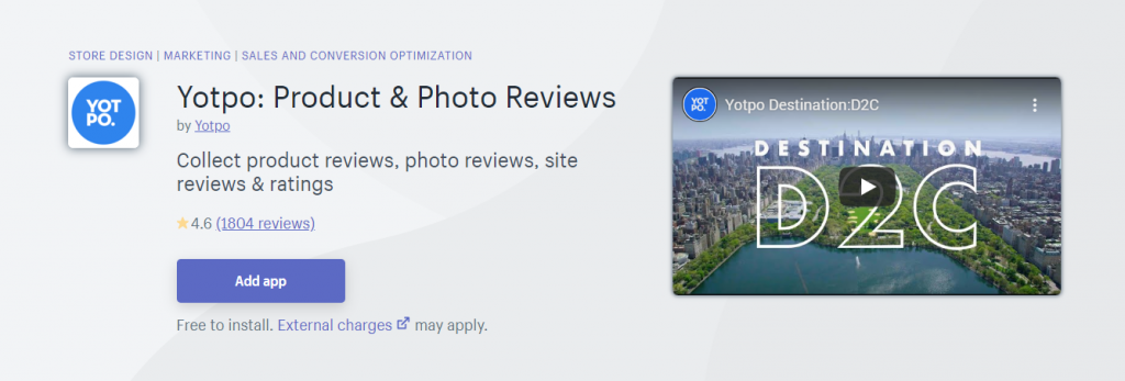 Yopto Reviews App on Shopify App Store