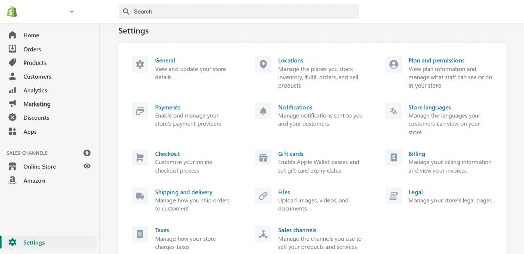 settings for your food online store