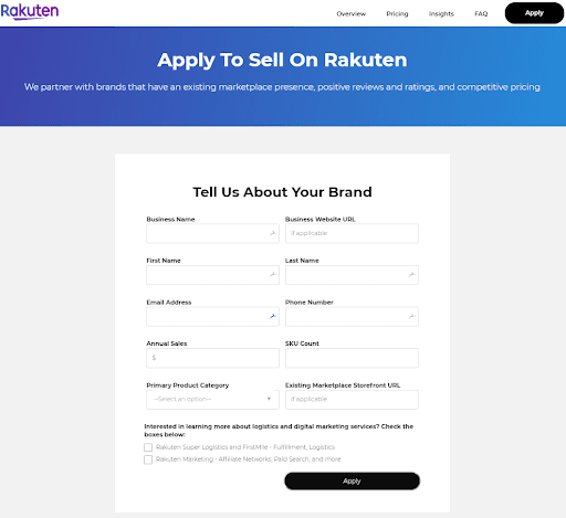 apply to sell on rakuten