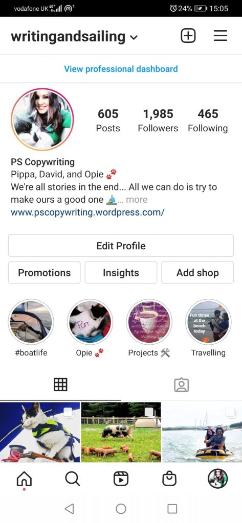 edit instagram profile