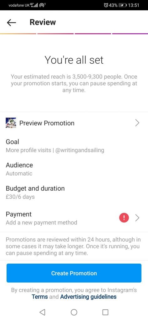 complete setting up Instagram ads