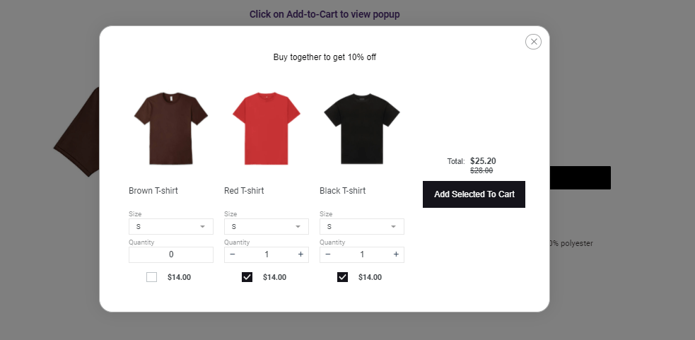 add to cart popups